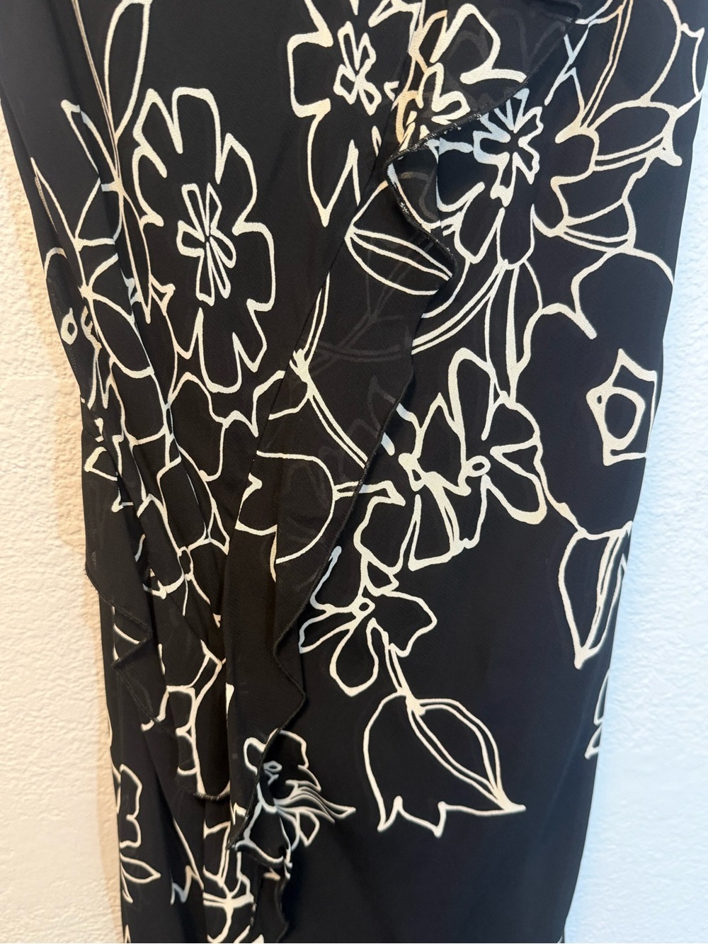 Vintage Y2K 90s Joseph Ribkoff Silk Floral Handkerchief Hem Slip Dress Black Sz6 - Picture 8 of 12